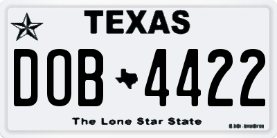 TX license plate DOB4422