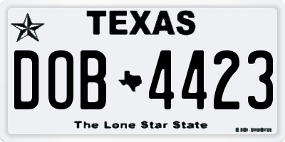 TX license plate DOB4423