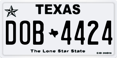 TX license plate DOB4424