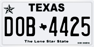 TX license plate DOB4425