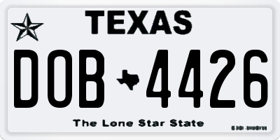 TX license plate DOB4426