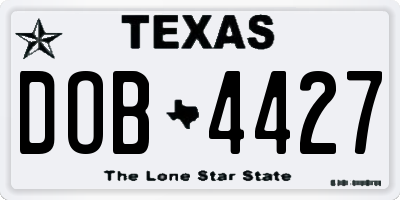 TX license plate DOB4427