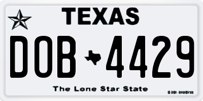 TX license plate DOB4429