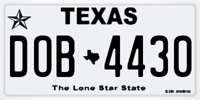TX license plate DOB4430