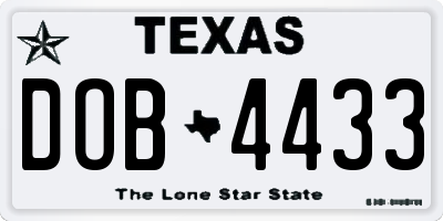 TX license plate DOB4433