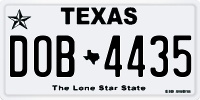 TX license plate DOB4435