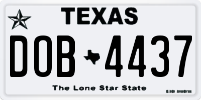 TX license plate DOB4437