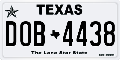 TX license plate DOB4438