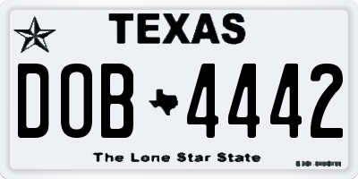 TX license plate DOB4442