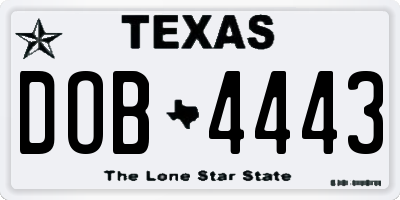 TX license plate DOB4443