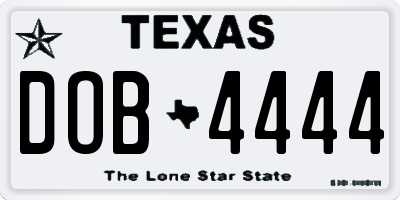TX license plate DOB4444