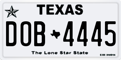 TX license plate DOB4445