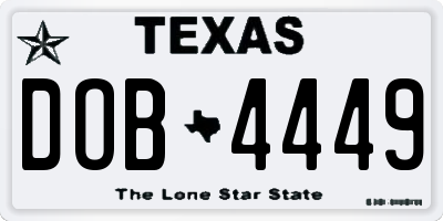 TX license plate DOB4449