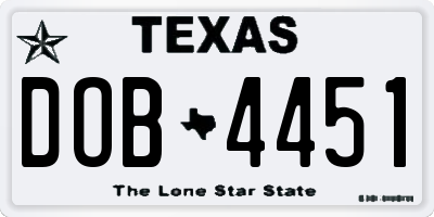 TX license plate DOB4451