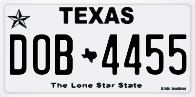 TX license plate DOB4455