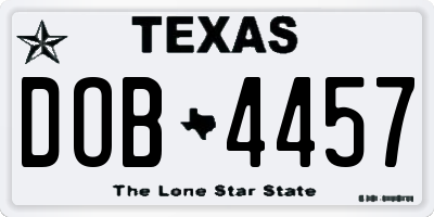 TX license plate DOB4457