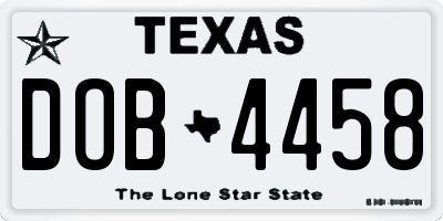 TX license plate DOB4458