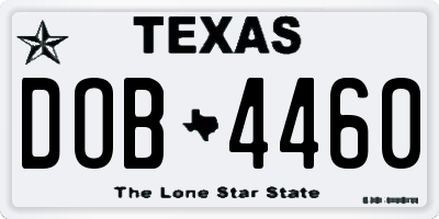 TX license plate DOB4460