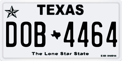 TX license plate DOB4464