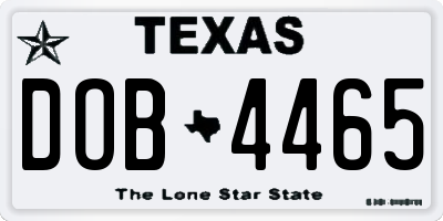 TX license plate DOB4465
