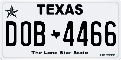 TX license plate DOB4466