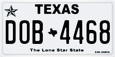 TX license plate DOB4468