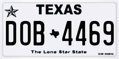 TX license plate DOB4469
