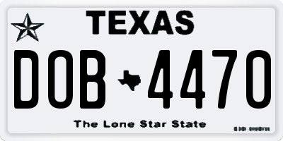 TX license plate DOB4470