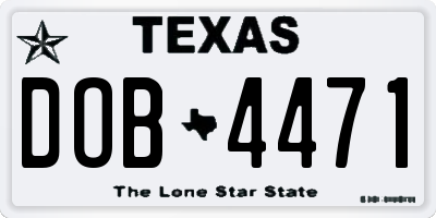 TX license plate DOB4471