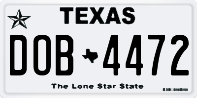 TX license plate DOB4472