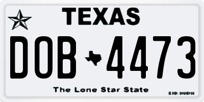 TX license plate DOB4473
