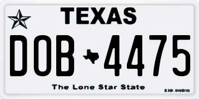 TX license plate DOB4475