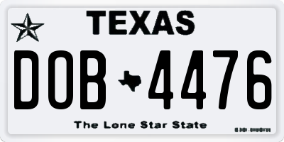 TX license plate DOB4476
