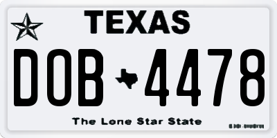 TX license plate DOB4478