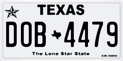 TX license plate DOB4479