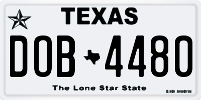 TX license plate DOB4480