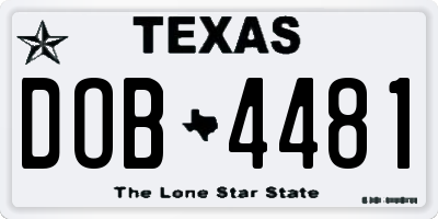 TX license plate DOB4481