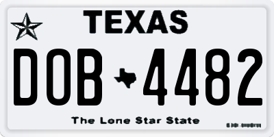 TX license plate DOB4482