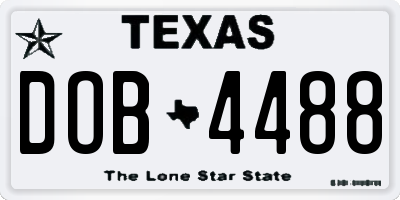TX license plate DOB4488