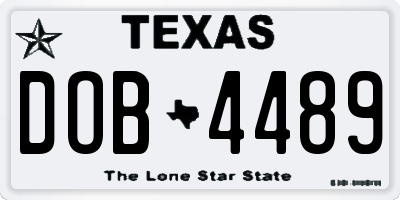 TX license plate DOB4489