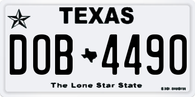 TX license plate DOB4490