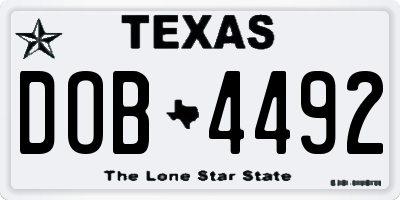 TX license plate DOB4492