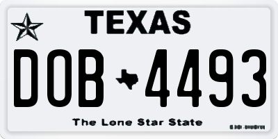 TX license plate DOB4493