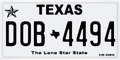 TX license plate DOB4494