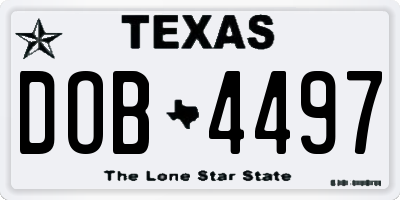 TX license plate DOB4497