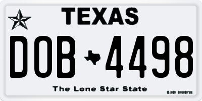 TX license plate DOB4498