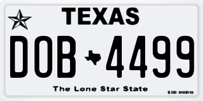 TX license plate DOB4499