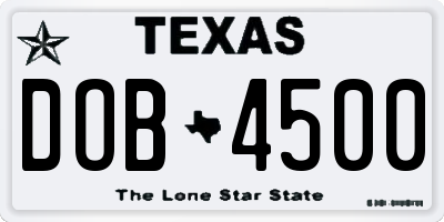 TX license plate DOB4500
