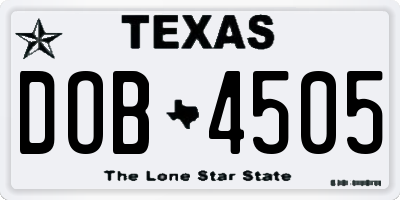 TX license plate DOB4505