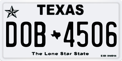 TX license plate DOB4506